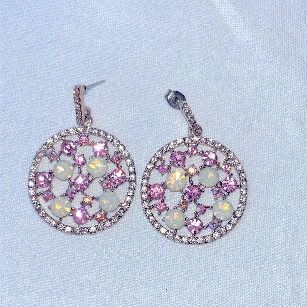 Elegant Pink and Gold Crystal Earrings